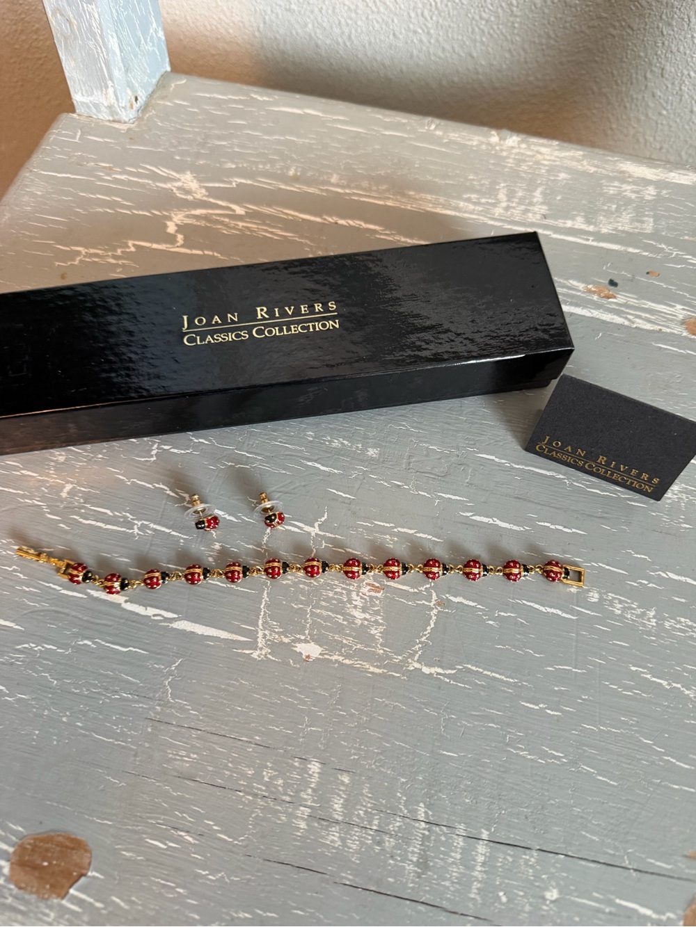 Joan Rivers Red Enamel Ladybug Bracelet with Matching Earrings - Picture 10 of 10